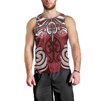 Personalised Maori Te Arawa Men Tank Top Silver Fern Kowhaiwhai Art