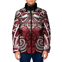 Personalised Maori Te Arawa Padded Jacket Silver Fern Kowhaiwhai Art
