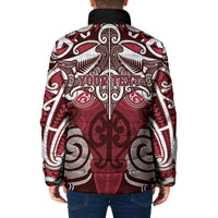 Personalised Maori Te Arawa Padded Jacket Silver Fern Kowhaiwhai Art