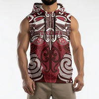 Personalised Maori Te Arawa Sleeveless Hoodie Silver Fern Kowhaiwhai Art