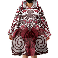 Personalised Maori Te Arawa Wearable Blanket Hoodie Silver Fern Kowhaiwhai Art