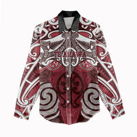 Personalised Maori Te Arawa Women Casual Shirt Silver Fern Kowhaiwhai Art