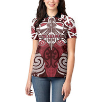 Personalised Maori Te Arawa Women Polo Shirt Silver Fern Kowhaiwhai Art