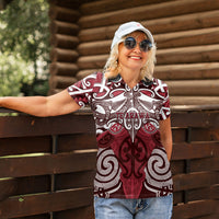 Personalised Maori Te Arawa Women Polo Shirt Silver Fern Kowhaiwhai Art