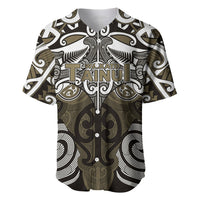 Personalised Maori Waikato Tainui Baseball Jersey Silver Fern Kowhaiwhai Art