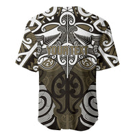 Personalised Maori Waikato Tainui Baseball Jersey Silver Fern Kowhaiwhai Art