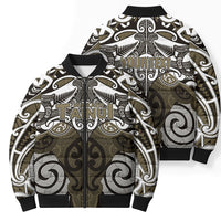 Personalised Maori Waikato Tainui Bomber Puffer Jacket Silver Fern Kowhaiwhai Art