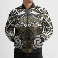 Personalised Maori Waikato Tainui Bomber Puffer Jacket Silver Fern Kowhaiwhai Art