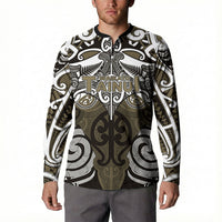 Personalised Maori Waikato Tainui Button Sweatshirt Silver Fern Kowhaiwhai Art