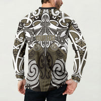 Personalised Maori Waikato Tainui Button Sweatshirt Silver Fern Kowhaiwhai Art