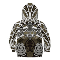 Personalised Maori Waikato Tainui Kid Hoodie Silver Fern Kowhaiwhai Art