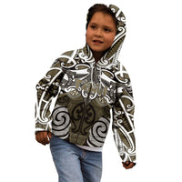 Personalised Maori Waikato Tainui Kid Hoodie Silver Fern Kowhaiwhai Art