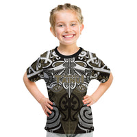 Personalised Maori Waikato Tainui Kid T Shirt Silver Fern Kowhaiwhai Art