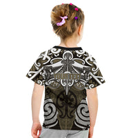Personalised Maori Waikato Tainui Kid T Shirt Silver Fern Kowhaiwhai Art