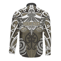 Personalised Maori Waikato Tainui Long Sleeve Button Shirt Silver Fern Kowhaiwhai Art