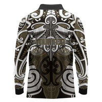 Personalised Maori Waikato Tainui Long Sleeve Polo Shirt Silver Fern Kowhaiwhai Art