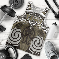 Personalised Maori Waikato Tainui Men Tank Top Silver Fern Kowhaiwhai Art
