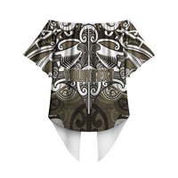 Personalised Maori Waikato Tainui Off Shoulder Wrap Waist Top Silver Fern Kowhaiwhai Art