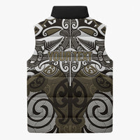 Personalised Maori Waikato Tainui Sleeveless Puffer Jacket Silver Fern Kowhaiwhai Art