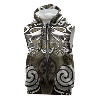 Personalised Maori Waikato Tainui Sleeveless Zip Hoodie Silver Fern Kowhaiwhai Art