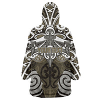 Personalised Maori Waikato Tainui Wearable Blanket Hoodie Silver Fern Kowhaiwhai Art