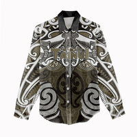 Personalised Maori Waikato Tainui Women Casual Shirt Silver Fern Kowhaiwhai Art