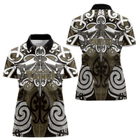 Personalised Maori Waikato Tainui Women Polo Shirt Silver Fern Kowhaiwhai Art