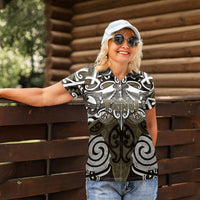 Personalised Maori Waikato Tainui Women Polo Shirt Silver Fern Kowhaiwhai Art