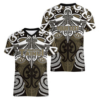 Personalised Maori Waikato Tainui Women V-Neck T-Shirt Silver Fern Kowhaiwhai Art