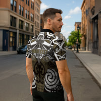 Personalised Maori Waikato Tainui Zipper Polo Shirt Silver Fern Kowhaiwhai Art