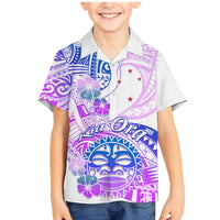 Kia Ora Maori New Zealand Pastel Family Matching Mermaid Dress and Hawaiian Shirt Sun Ta Moko Lilac Version LT01 Son's Shirt Purple - Polynesian Pride