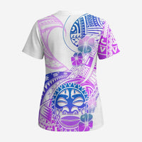 Kia Ora Maori New Zealand Pastel Scrub Top Sun Ta Moko Lilac Version - Polynesian Pride