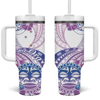 Kia Ora Maori New Zealand Pastel Tumbler With Handle Sun Ta Moko Lilac Version