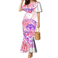 Kia Ora Maori New Zealand Pastel Mermaid Dress Sun Ta Moko Sweet Version LT01 Women Pink - Polynesian Pride