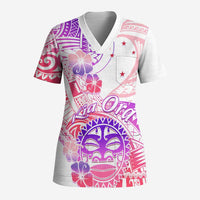 Kia Ora Maori New Zealand Pastel Scrub Top Sun Ta Moko Sweet Version - Polynesian Pride