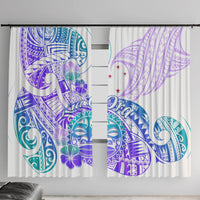 Kia Ora Maori New Zealand Pastel Window Curtain Sun Ta Moko Violet Version LT01 With Hooks Purple - Polynesian Pride