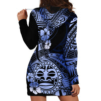 Aotearoa Kia Ora New Zealand Ta Moko Blue Version Hoodie Dress LT01 - Polynesian Pride