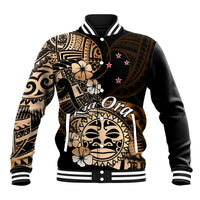 Aotearoa Kia Ora New Zealand Ta Moko Gold Version Baseball Jacket LT01 Unisex Gold - Polynesian Pride