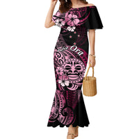 Aotearoa Kia Ora New Zealand Ta Moko Pink Version Family Matching Mermaid Dress and Hawaiian Shirt LT01 Mom's Dress Pink - Polynesian Pride