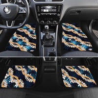 Puakenikeni Maile Lei Car Mats Frangipani Blue Tropical Leaves