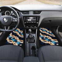 Puakenikeni Maile Lei Car Mats Frangipani Blue Tropical Leaves