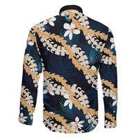 Puakenikeni Maile Lei Family Matching Mermaid Dress and Hawaiian Shirt Frangipani Blue Tropical Leaves LT01 - Polynesian Pride