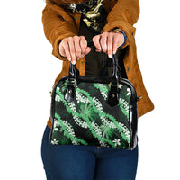 Puakenikeni Maile Lei Shoulder Handbag Frangipani Green Tropical Leaves