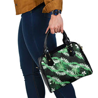 Puakenikeni Maile Lei Shoulder Handbag Frangipani Green Tropical Leaves