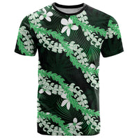 Puakenikeni Maile Lei T Shirt Frangipani Green Tropical Leaves
