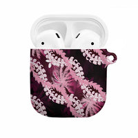 Puakenikeni Maile Lei AirPods Case Frangipani Pink Tropical Leaves