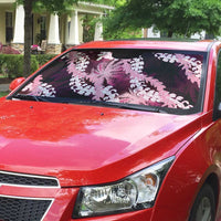 Puakenikeni Maile Lei Auto Sun Shade Frangipani Pink Tropical Leaves
