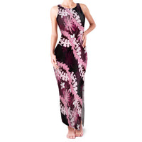 Puakenikeni Maile Lei Family Matching Tank Maxi Dress and Hawaiian Shirt Frangipani Pink Tropical Leaves LT01 Mom's Dress Pink - Polynesian Pride