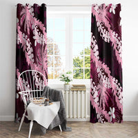 Puakenikeni Maile Lei Window Curtain Frangipani Pink Tropical Leaves
