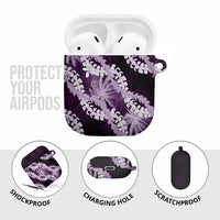 Puakenikeni Maile Lei AirPods Case Frangipani Purple Tropical Leaves